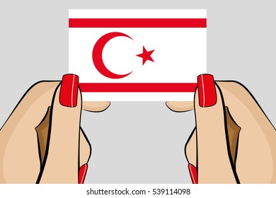 Illustrated Pop Art Hand holding the Flag of  Northern Cyprus