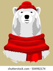 Illustrated portrait of polar bear