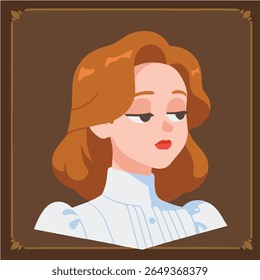 Illustrated Portrait of Woman with Red Hair in Frame