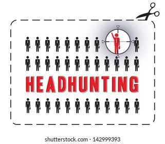 Illustrated poster for a headhunting. The concept of uniqueness
