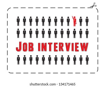 Illustrated poster for a job interview. The concept of competitiveness.