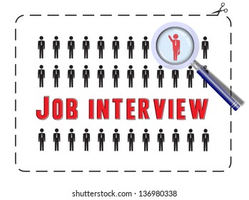 Illustrated poster for a job interview. The concept of competitivness and uniqueness