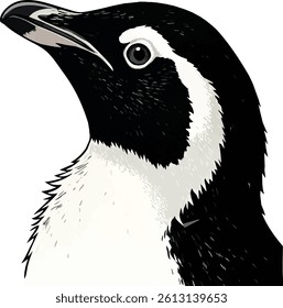 Illustrated Profile Majestic Penguin Head