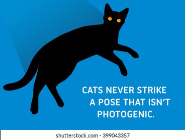 Illustrated Quote, Black Cats - Cats never strike a pose that isn't photogenic.