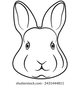 Illustrated rabbit outline illustration. Rabbit line art. Drawing of rabbit outline illustration for coloring page.