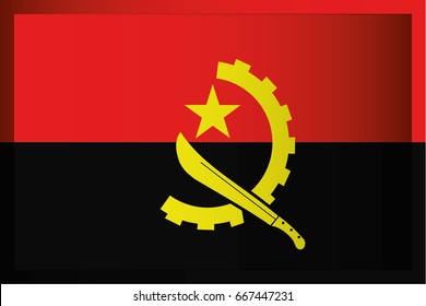 An Illustrated Rectangular 3D Flag for the Country of Angola