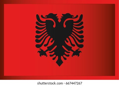 An Illustrated Rectangular 3D Flag for the Country of Albania