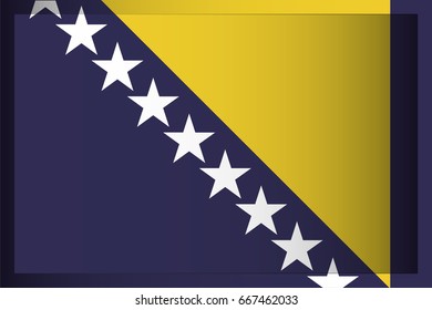 An Illustrated Rectangular 3D Flag for the Country of Bosnia