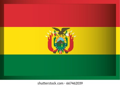 An Illustrated Rectangular 3D Flag for the Country of Bolivia