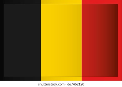 An Illustrated Rectangular 3D Flag for the Country of Belgium