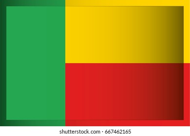 An Illustrated Rectangular 3D Flag for the Country of Benin
