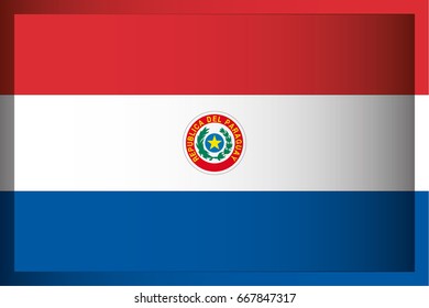 An Illustrated Rectangular 3D Flag for the Country of Paraguay