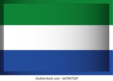 An Illustrated Rectangular 3D Flag for the Country of Sierra Leone