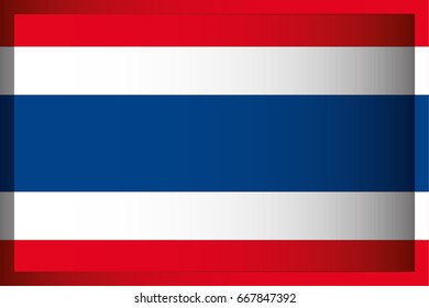 An Illustrated Rectangular 3D Flag for the Country of Thailand