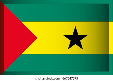 An Illustrated Rectangular 3D Flag for the Country of Sao Tome E Principe