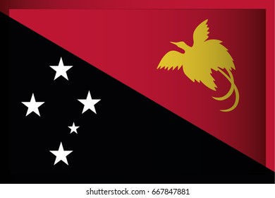 An Illustrated Rectangular 3D Flag for the Country of Papua New Guinea