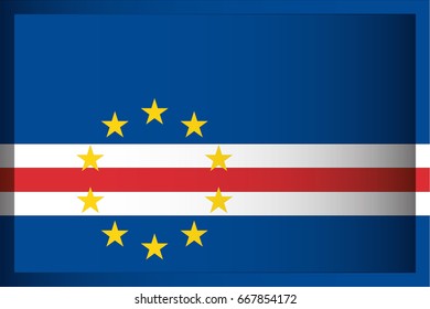 An Illustrated Rectangular 3D Flag for the Country of Cape Verde