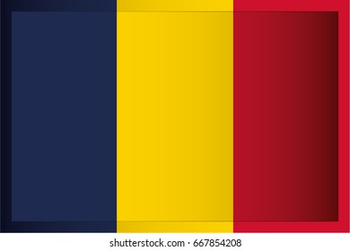 An Illustrated Rectangular 3D Flag for the Country of Chad