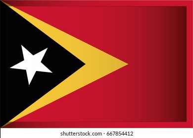 An Illustrated Rectangular 3D Flag for the Country of East Timor