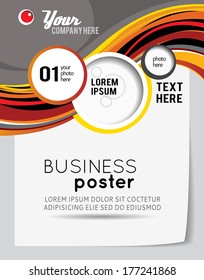 Illustrated red and black layout with abstraction. Magazine cover, business brochure template.