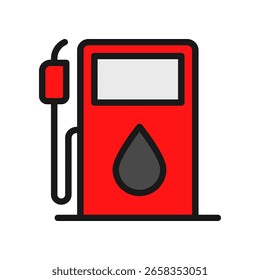 Illustriertes Symbol für rote Kraftstoffpumpe, das Benzin und Energie symbolisiert