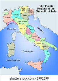 Illustrated Regional Map of Italy