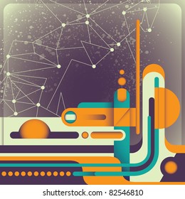 abstracción retro ilustrada. Ilustración vectorial.