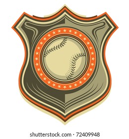 Illustrated retro baseball crest. Vector illustration.