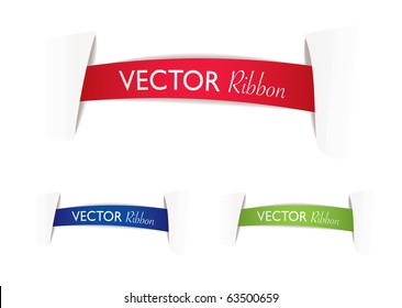 illustrated ribbon banners with paper cuts and shadow