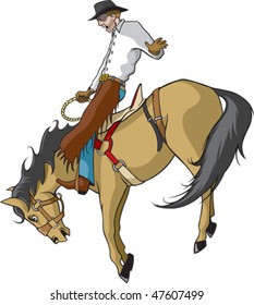 Illustrated saddle bronc rider. Vector file.