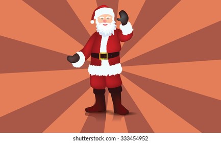 Illustrated Santa Claus with reflection and shadow, vector.