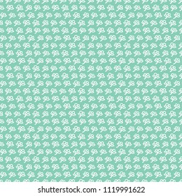 Illustrated seamless pattern made of hand drawn white flowers on teal background