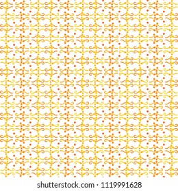 Illustrated seamless pattern made of hand drawn orange floral elements on white