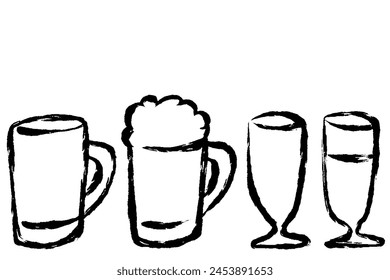 Illustrated set of beer in hand-painted brushstroke glasses