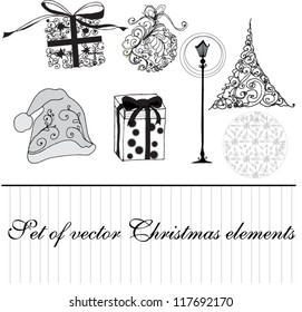 Illustrated set of Christmas elements - vector illustration