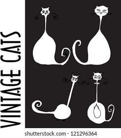 Illustrated set of cute cats - vector illustration