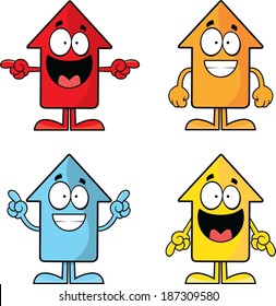Illustrated set of funny cartoon arrows pointing up. 