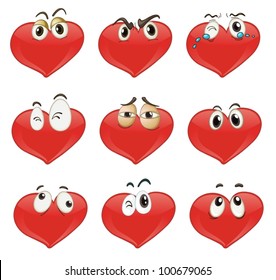 Illustrated set of heart characters
