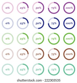 An Illustrated set of loading status icons