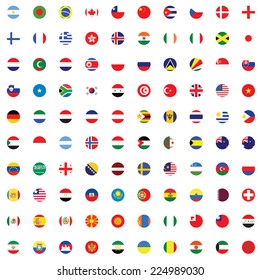 An Illustrated Set of World Flags - Round