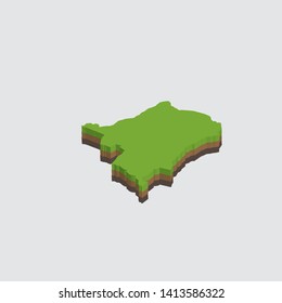 Illustrated Shape of Democratic Republic of Congo