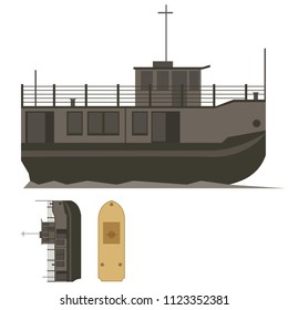 Illustrated of ship in top and side view