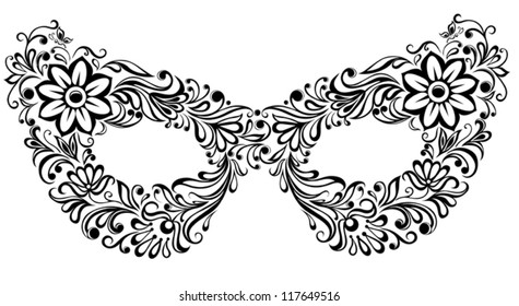 Illustrated silhouette masks, as the flower pattern and ornament vector