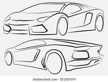 An Illustrated Silhouette of racing car for sports design.