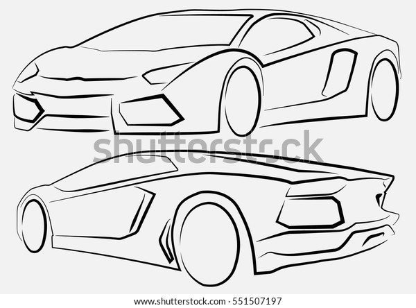 An Illustrated Silhouette of racing car for\
sports design.