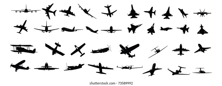 illustrated silhouettes of various types of planes