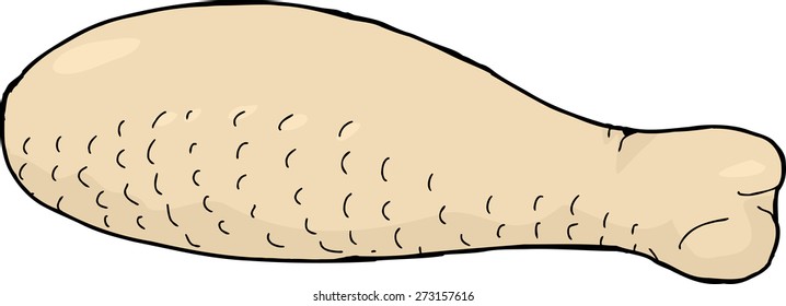 Illustrated single raw poultry meat drumstick cartoon
