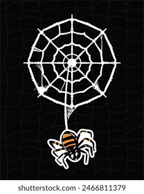 Illustrated spider t-shirt for kids, featuring a spider with its web.
