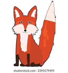 Illustrated standing fox design; isolated abstract design of an fox on white background