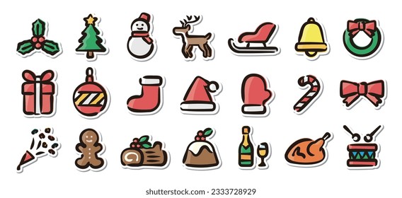 Illustrated sticker set of Christmas.Quick and simple to use.